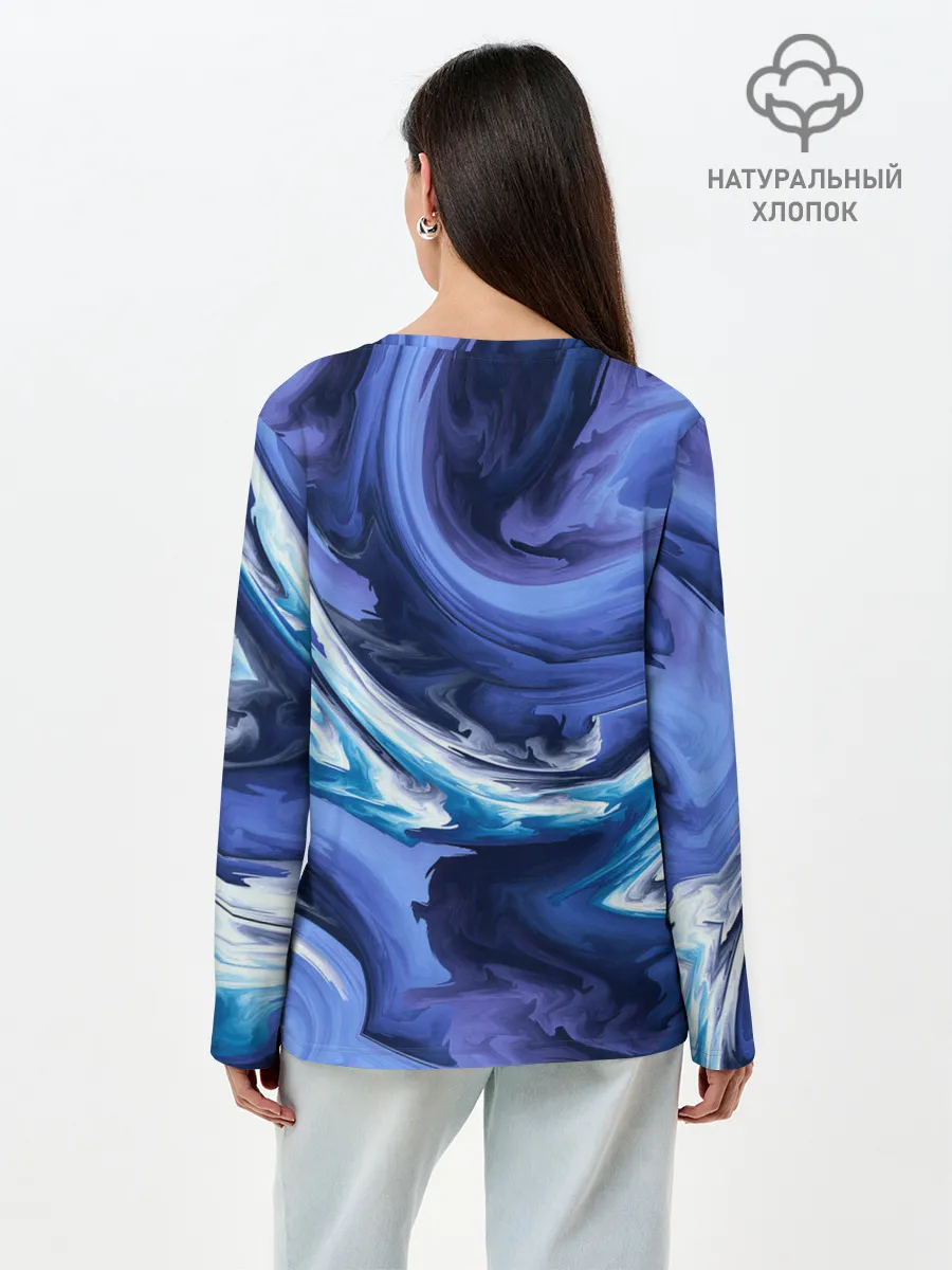 Лонгслив женский. Хлопок / Абстрактные волны