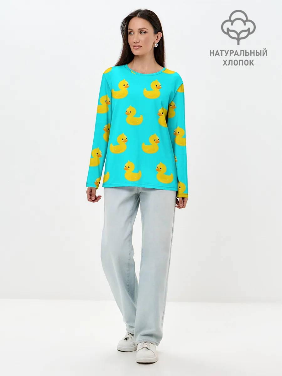 Лонгслив женский. Хлопок / Уточки