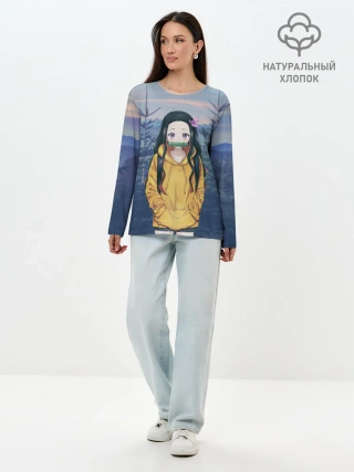 Лонгслив женский. Хлопок / Незуко