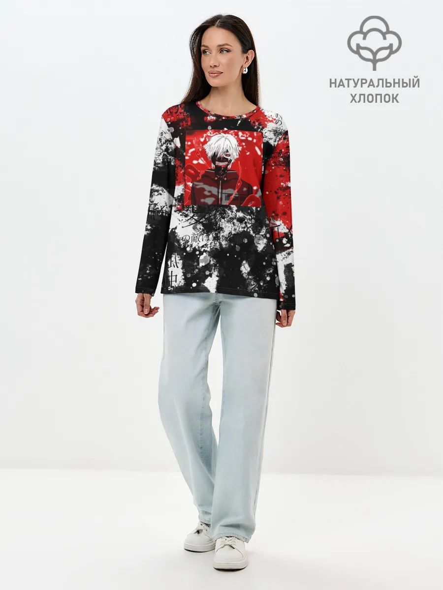 Лонгслив женский. Хлопок / Кен канеки