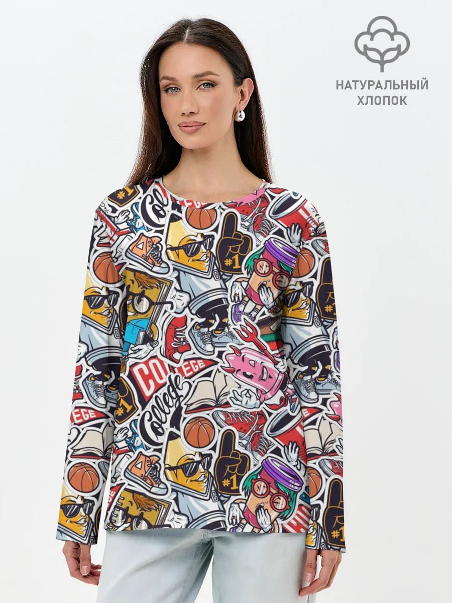 Лонгслив женский. Хлопок / MIX