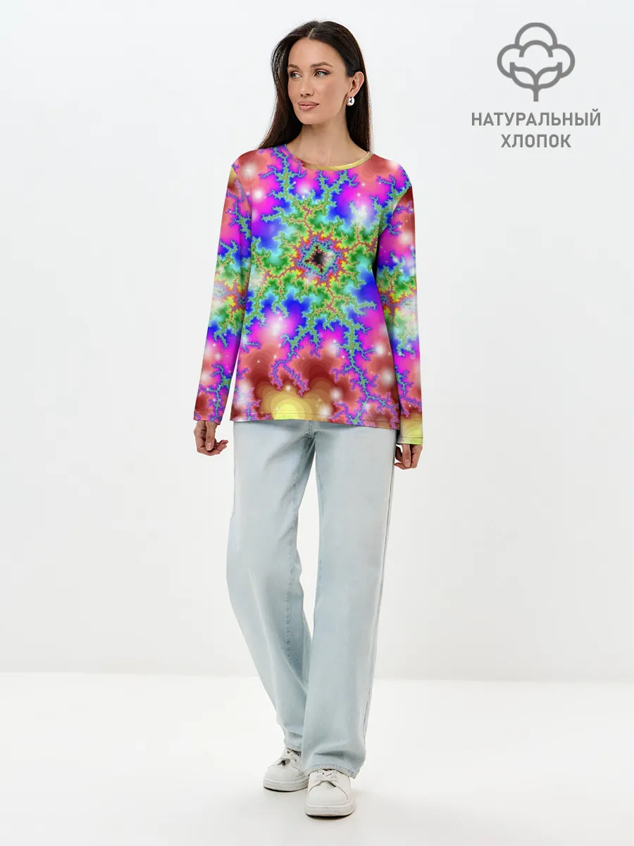 Лонгслив женский. Хлопок / Абстракция