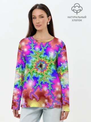 Лонгслив женский. Хлопок / Абстракция