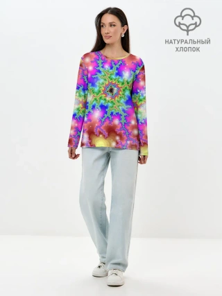 Лонгслив женский. Хлопок / Абстракция