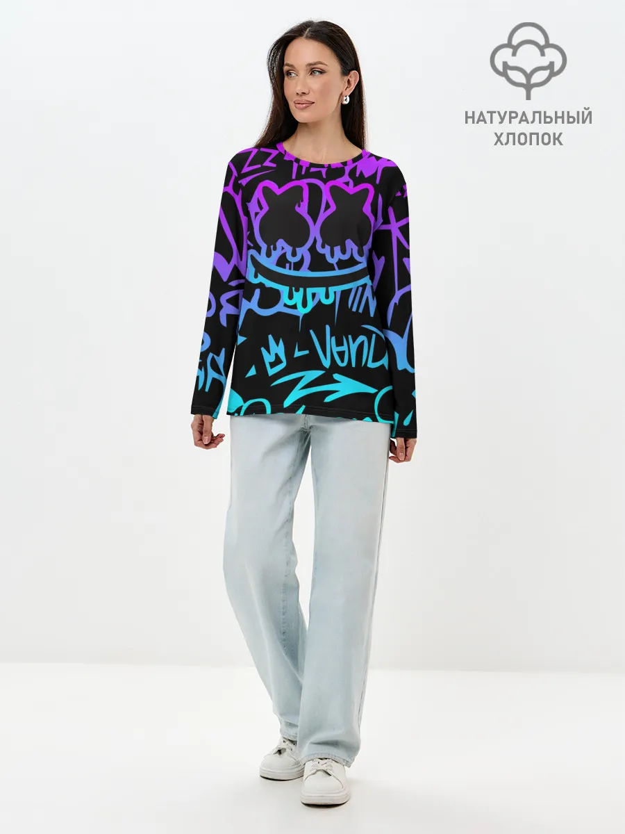 Лонгслив женский. Хлопок / Marshmello