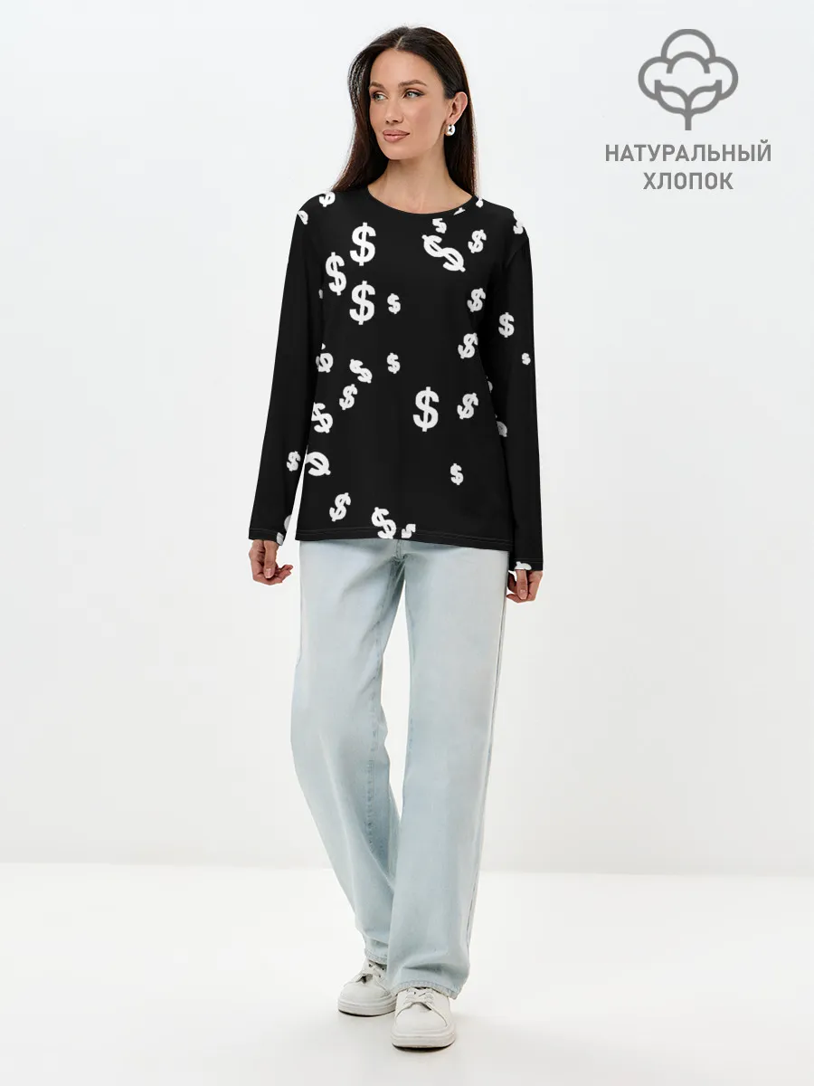 Лонгслив женский. Хлопок / Доллар