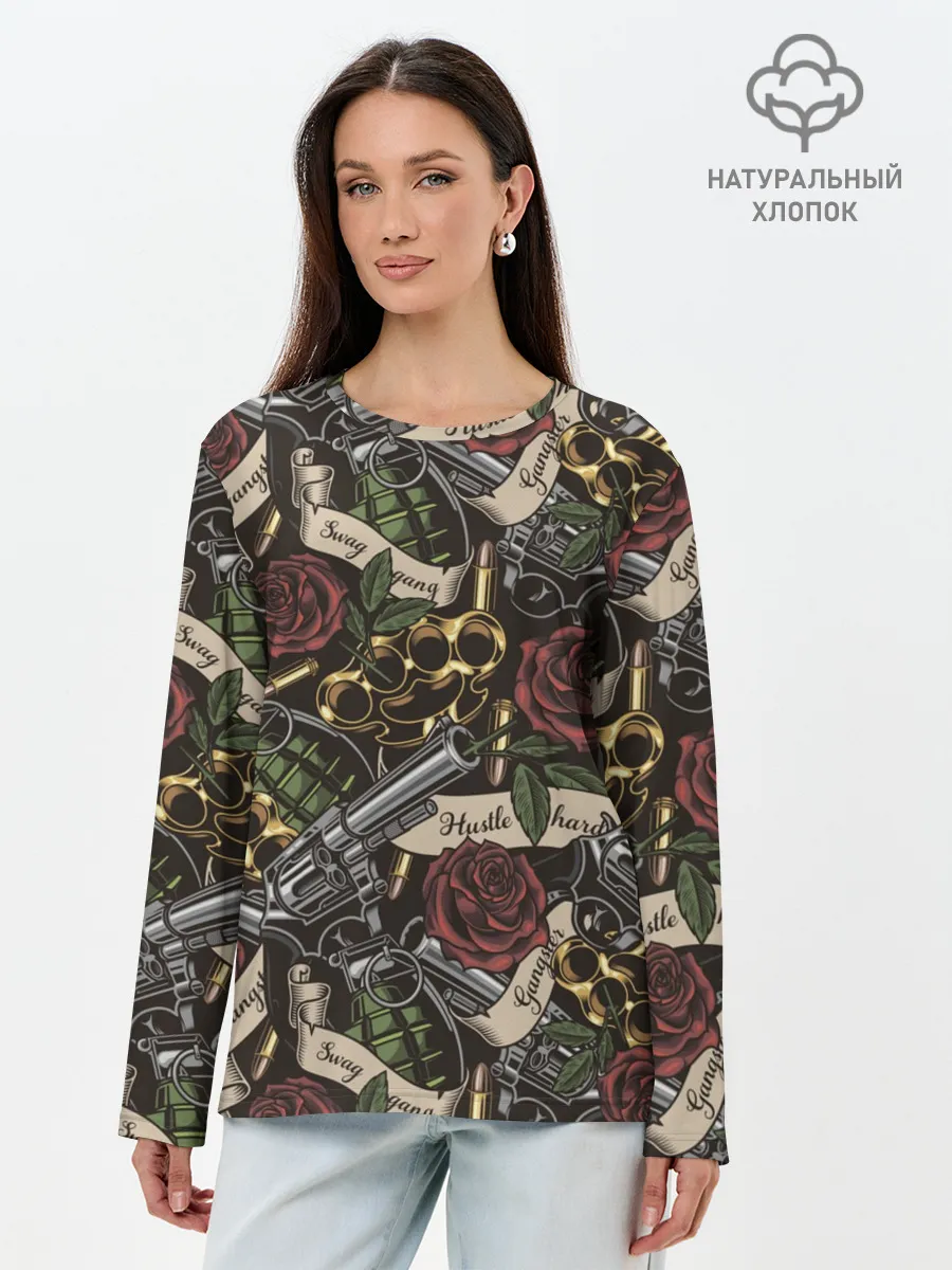 Лонгслив женский. Хлопок / старая школа