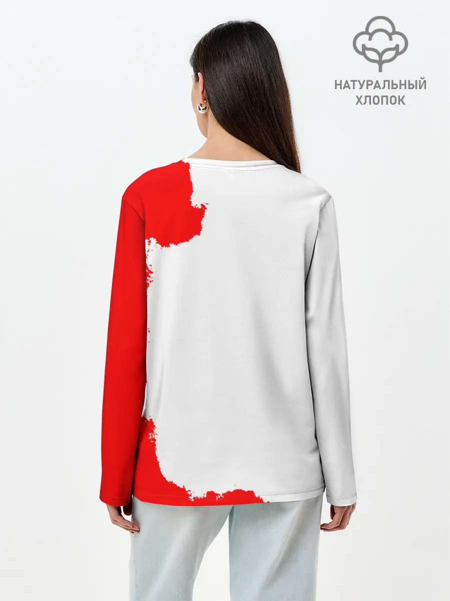 Лонгслив женский. Хлопок / Хамон красный