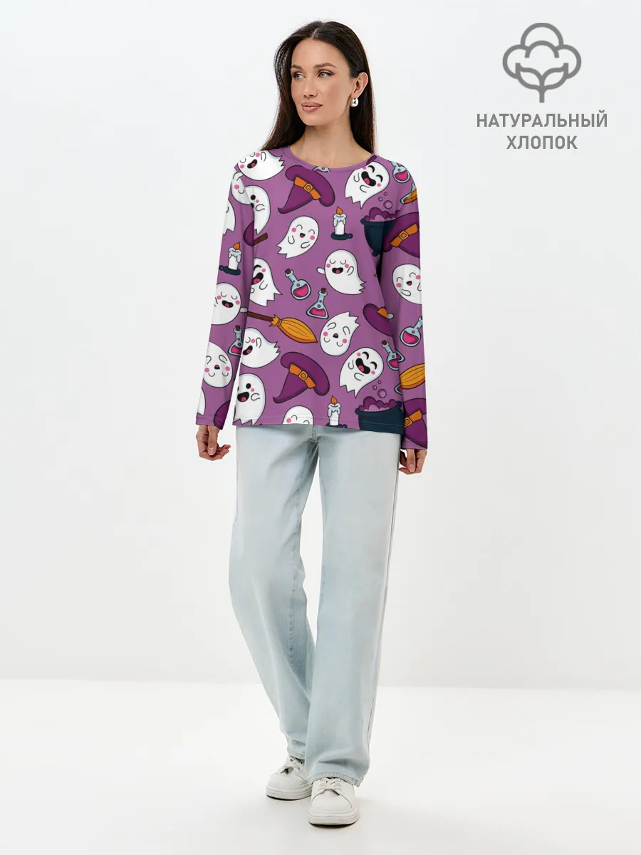 Лонгслив женский. Хлопок / halloween 2020
