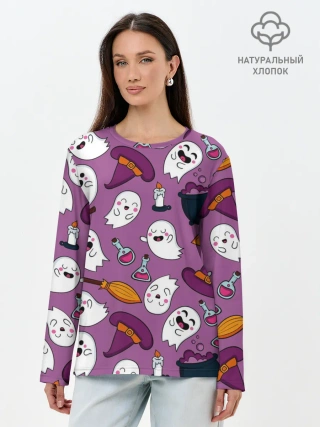 Лонгслив женский. Хлопок / halloween 2020