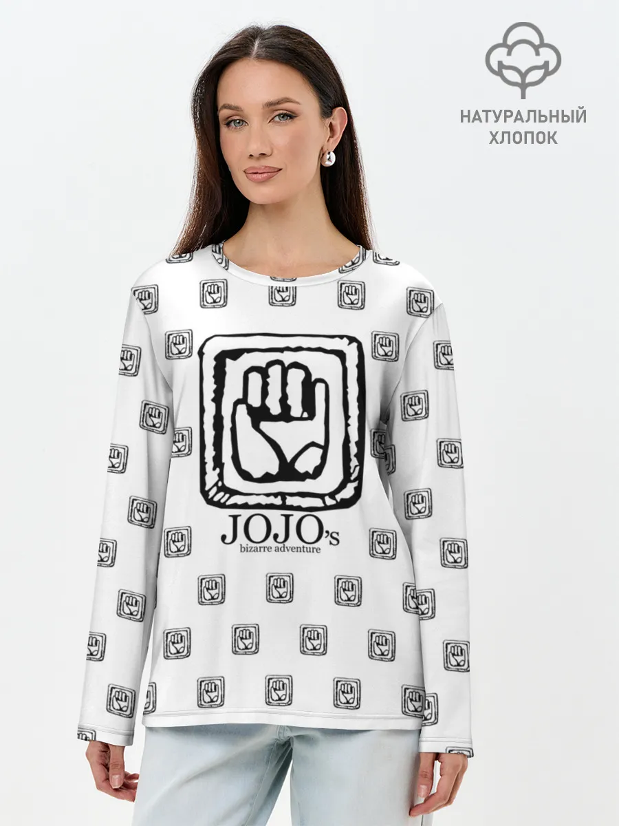 Лонгслив женский. Хлопок / Лого джоджо белый