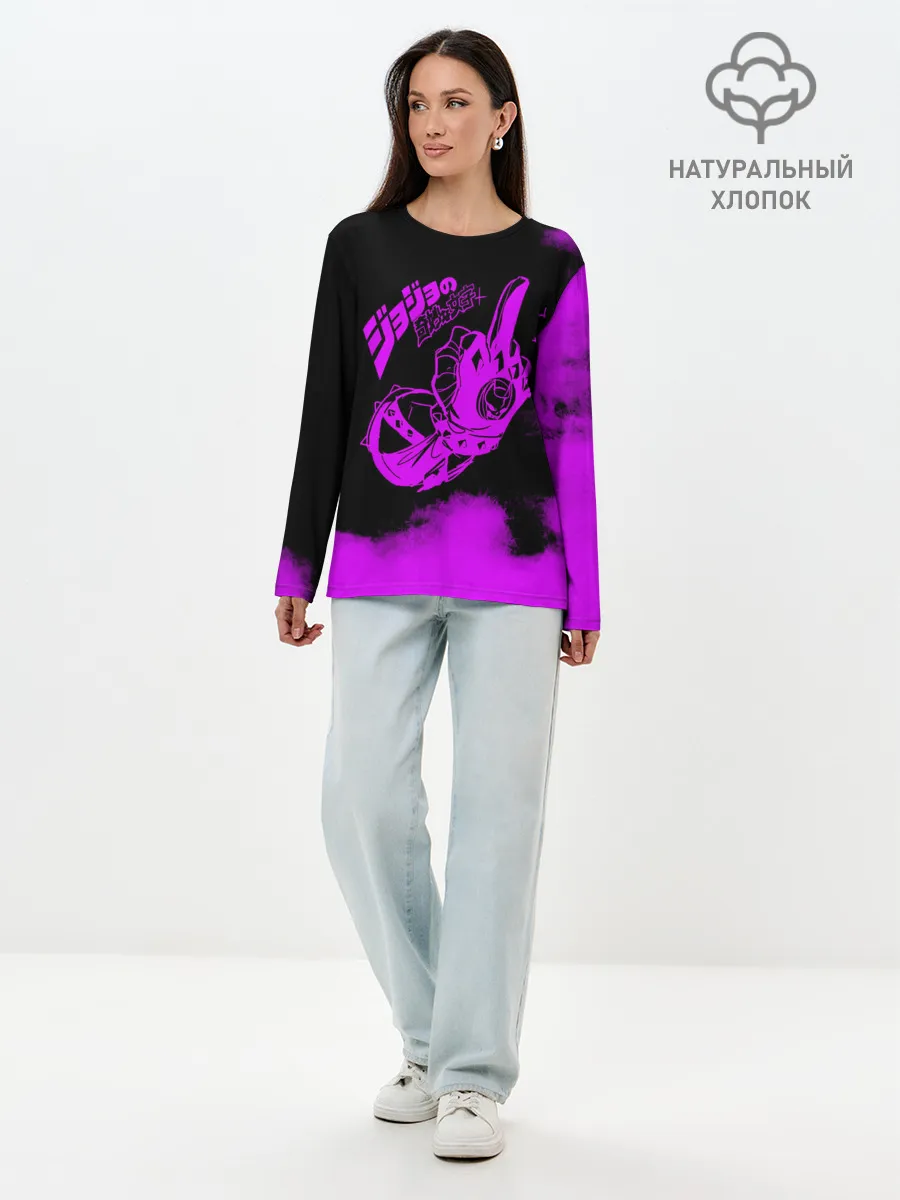 Лонгслив женский. Хлопок / Джоджо fuck фиолетовый