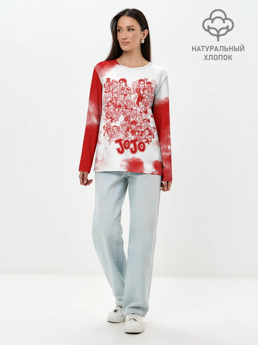 Лонгслив женский. Хлопок / Джоджо герои красный дым