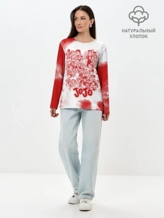 Лонгслив женский. Хлопок / Джоджо герои красный дым