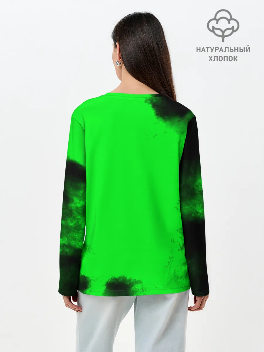 Лонгслив женский. Хлопок / Джоджо герои зеленый дым
