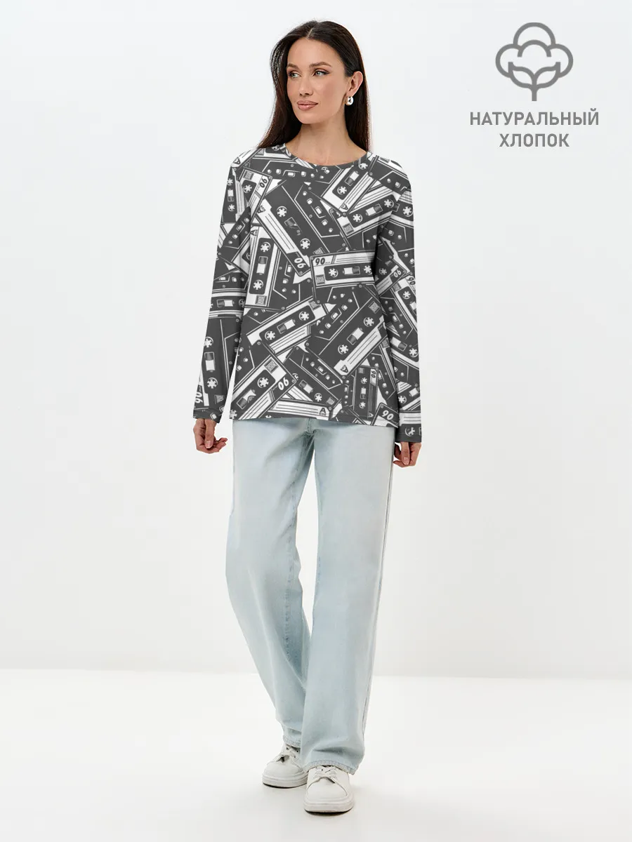 Лонгслив женский. Хлопок / retro pattern