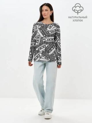 Лонгслив женский. Хлопок / retro pattern