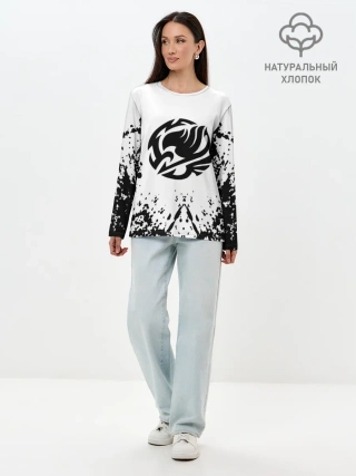 Лонгслив женский. Хлопок / Хвост Феи на белом
