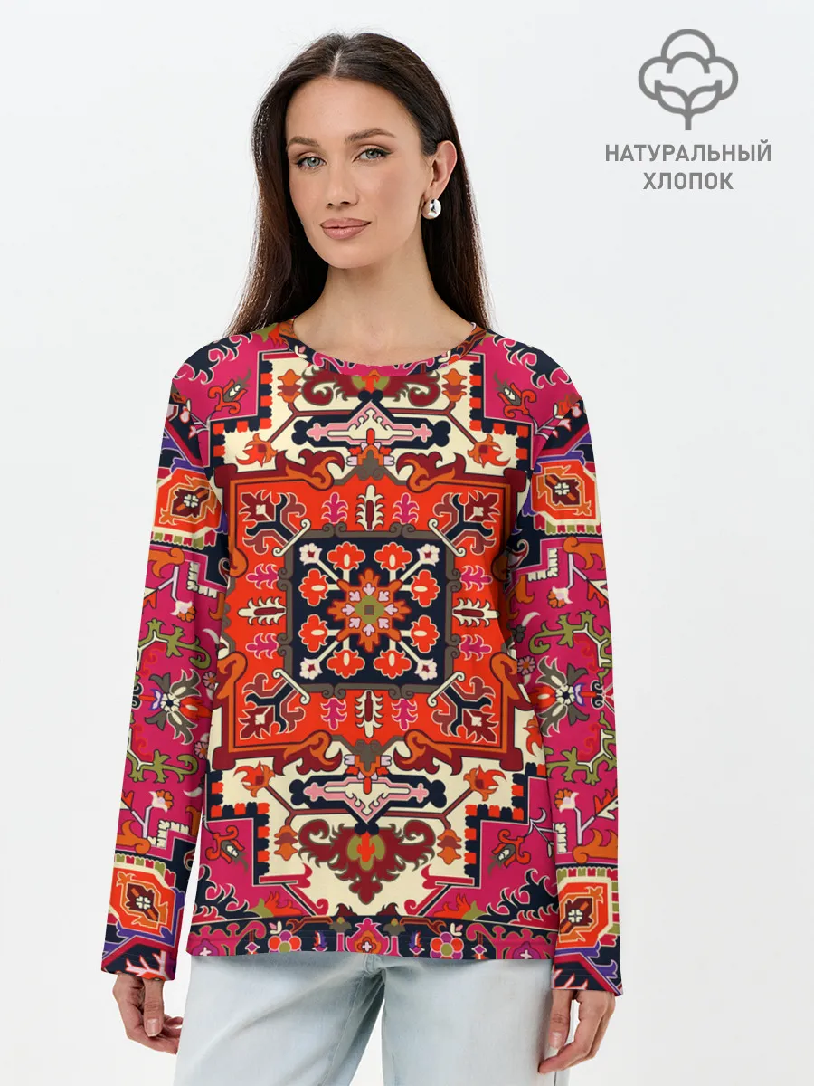 Лонгслив женский. Хлопок / Бордовый ковер