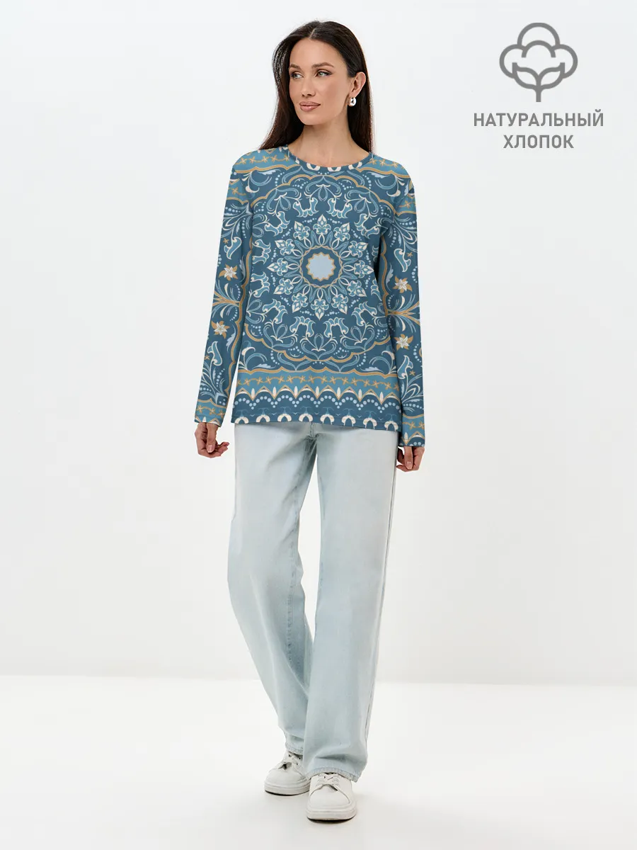 Лонгслив женский. Хлопок / Кружево