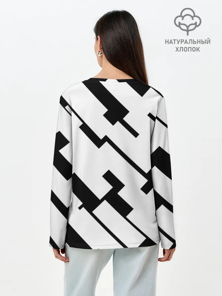 Лонгслив женский. Хлопок / ГЕОМЕТРИЯ,АБСТРАКЦИЯ,ПОЛОСЫ