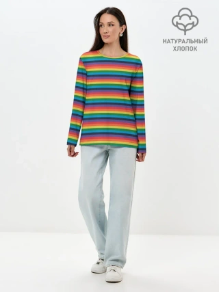 Лонгслив женский. Хлопок / Радужный флаг