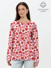Лонгслив женский. Хлопок / Сердечки паттерн