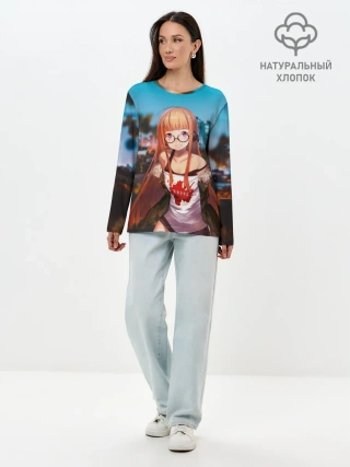 Лонгслив женский. Хлопок / Футаба Сакура