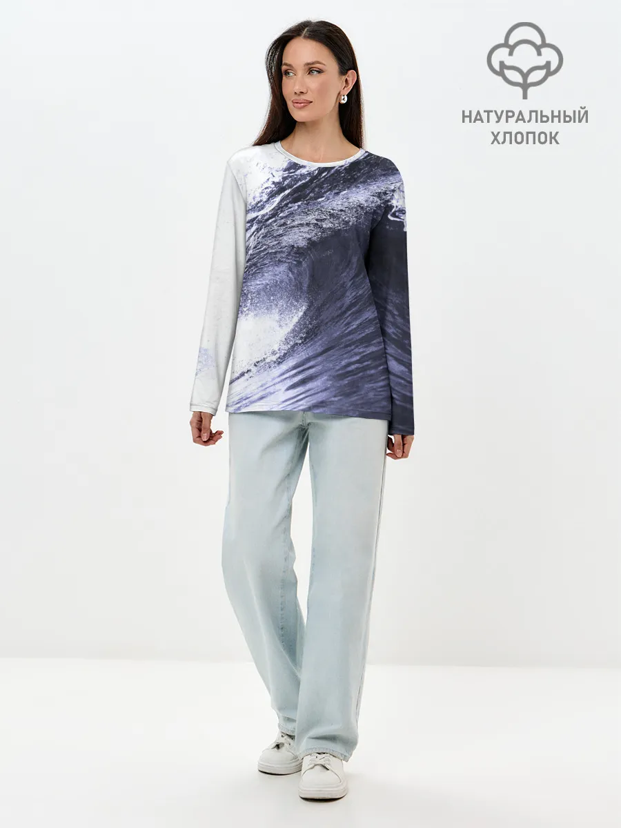 Лонгслив женский. Хлопок / Волна