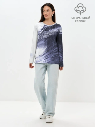 Лонгслив женский. Хлопок / Волна