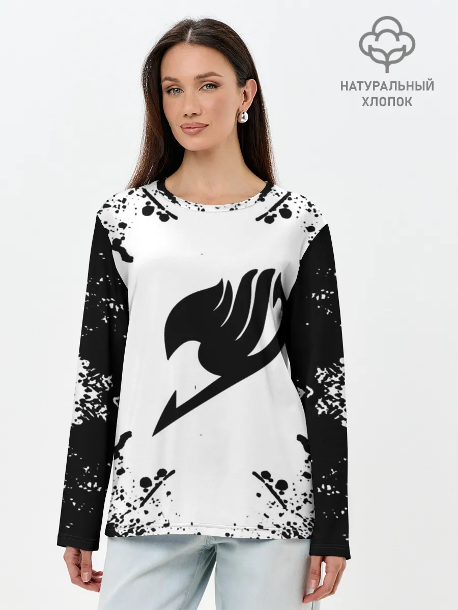 Лонгслив женский. Хлопок / Хвост Феи в белом круге