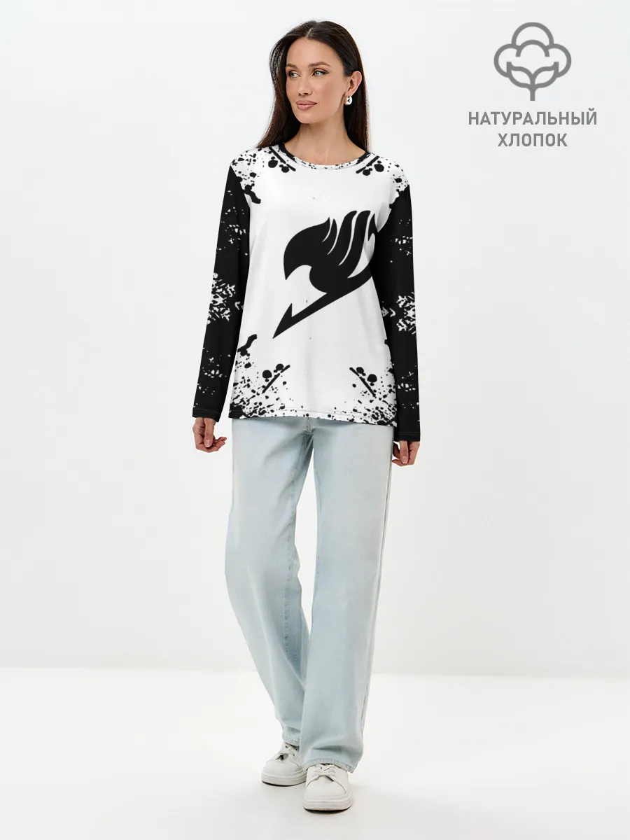 Лонгслив женский. Хлопок / Хвост Феи в белом круге