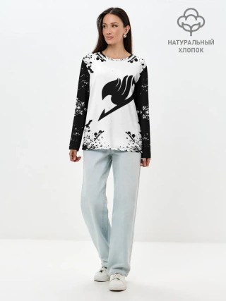 Лонгслив женский. Хлопок / Хвост Феи в белом круге