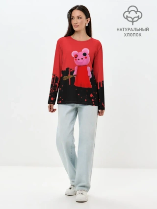 Лонгслив женский. Хлопок / ROBLOX PIGGY - СВИНКА ПИГГИ