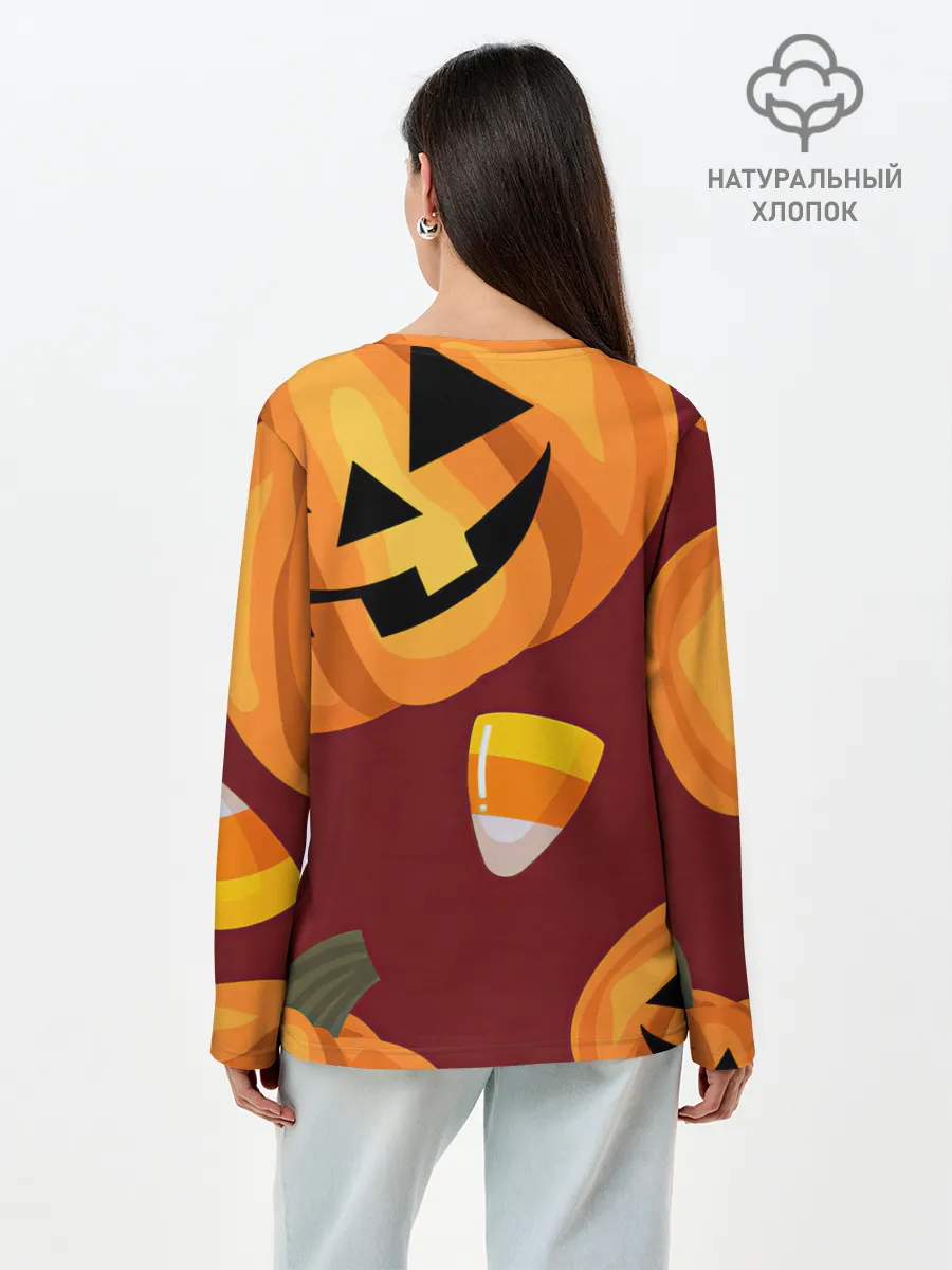Лонгслив женский. Хлопок / Сладкие хэллоуин