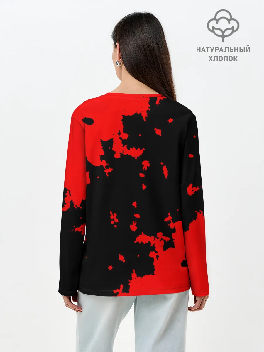 Лонгслив женский. Хлопок / Хвост Феи красные зоны