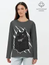 Лонгслив женский. Хлопок / Волк