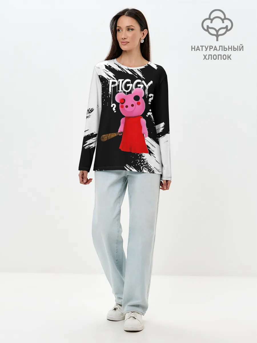 Лонгслив женский. Хлопок / ROBLOX PIGGY - СВИНКА ПИГГИ