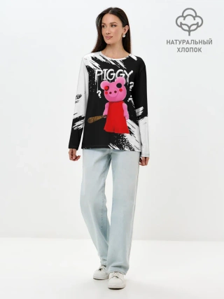 Лонгслив женский. Хлопок / ROBLOX PIGGY - СВИНКА ПИГГИ
