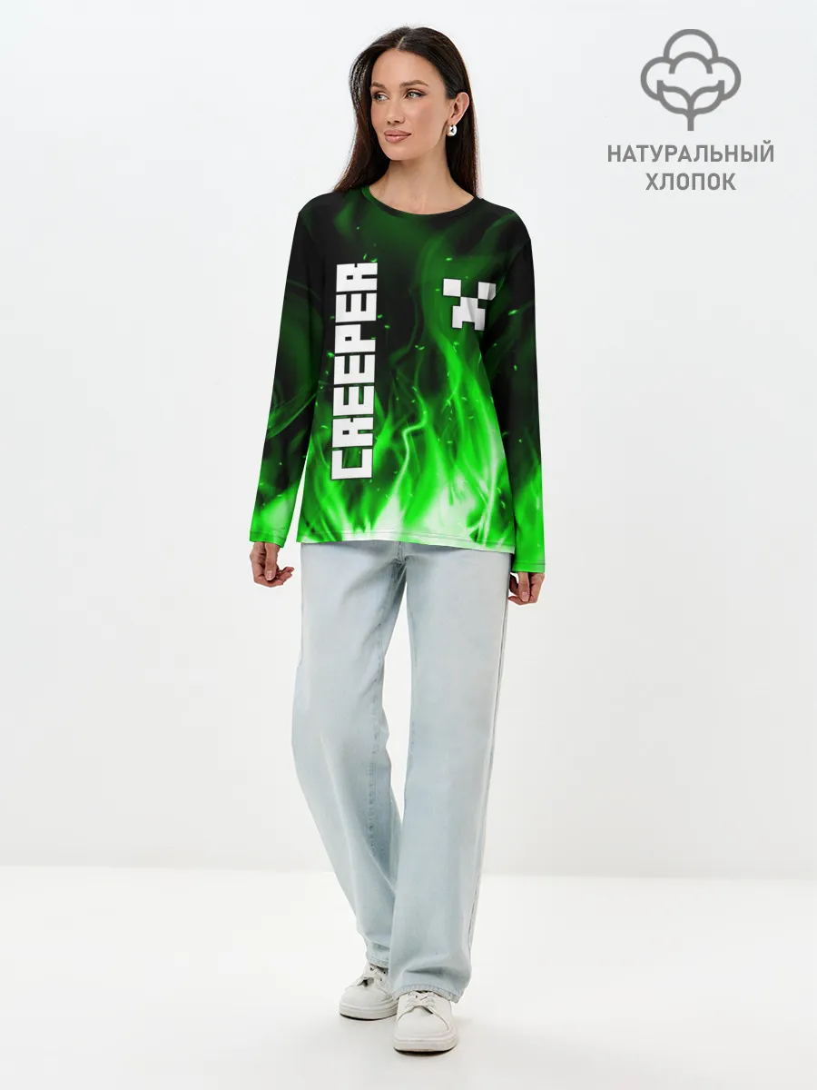 Лонгслив женский. Хлопок / MINECRAFT CREEPER