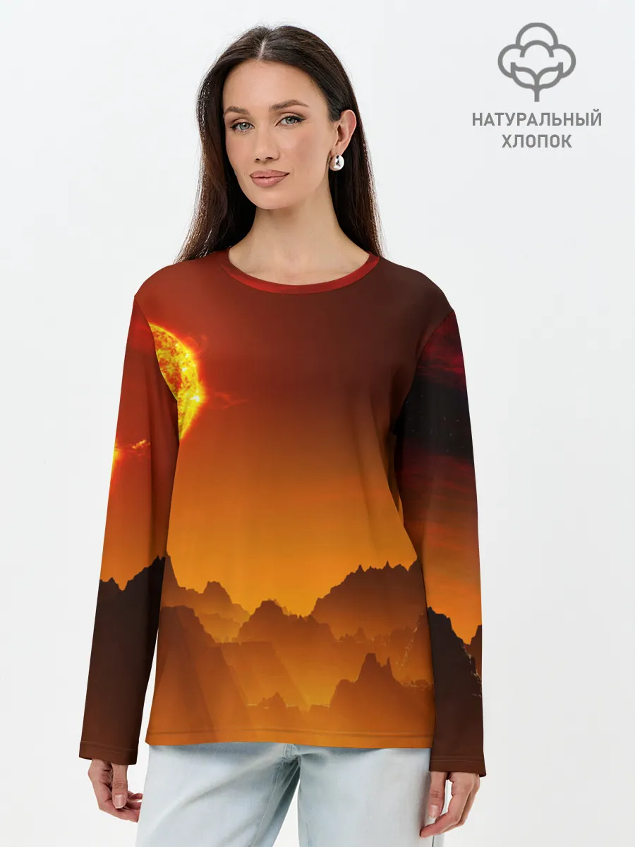 Лонгслив женский. Хлопок / космос