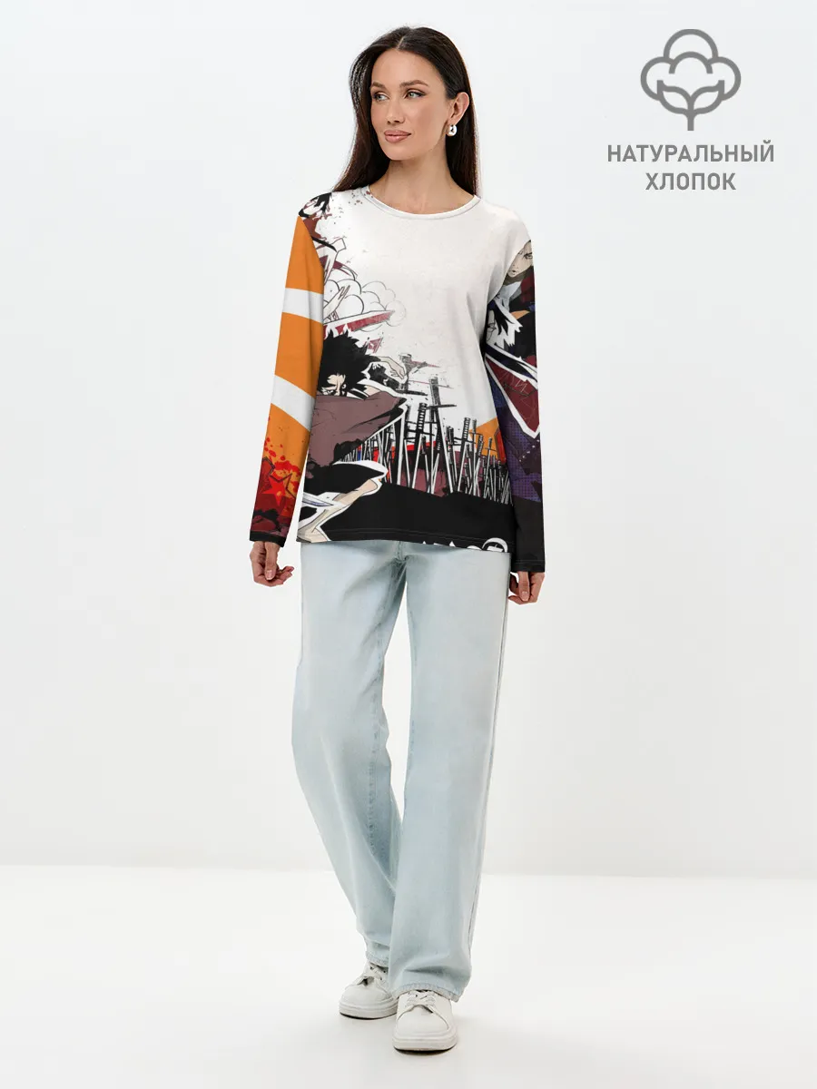 Лонгслив женский. Хлопок / Афросамурай аниме