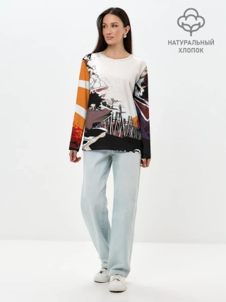 Лонгслив женский. Хлопок / Афросамурай аниме