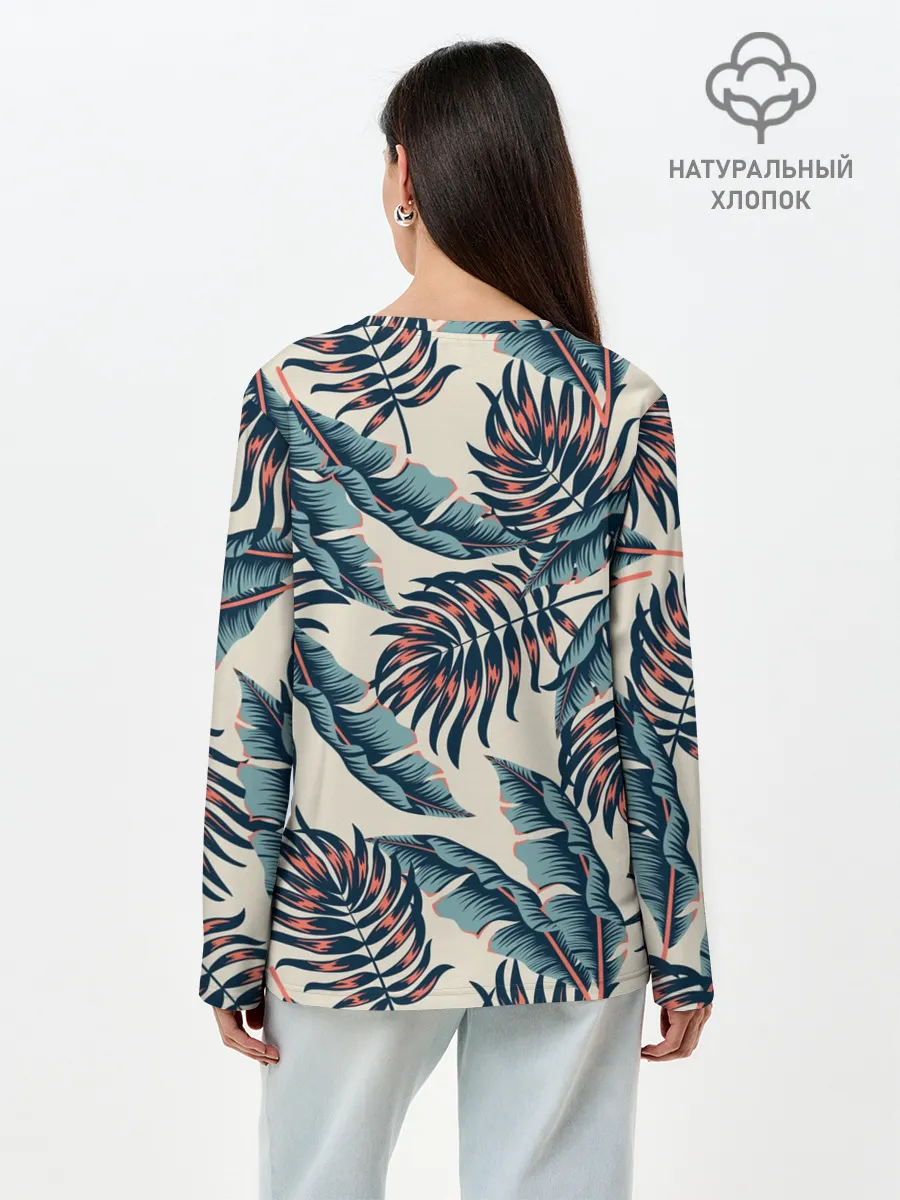 Лонгслив женский. Хлопок / Тихие тропики
