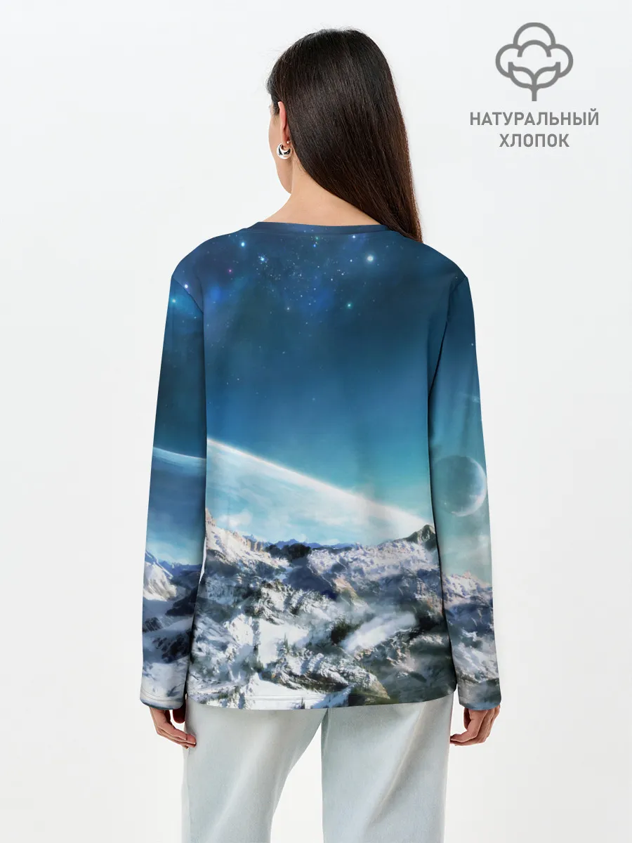 Лонгслив женский. Хлопок / Космос