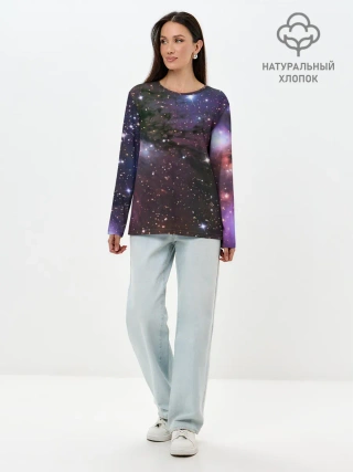 Лонгслив женский. Хлопок / Галактика