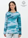 Лонгслив женский. Хлопок / Вода волны пена море