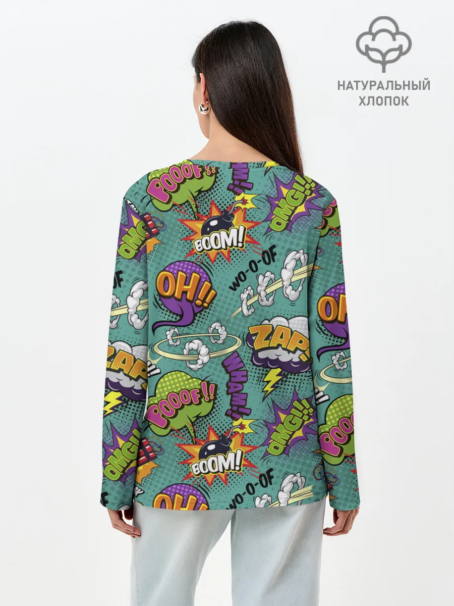 Лонгслив женский. Хлопок / Pop art comics