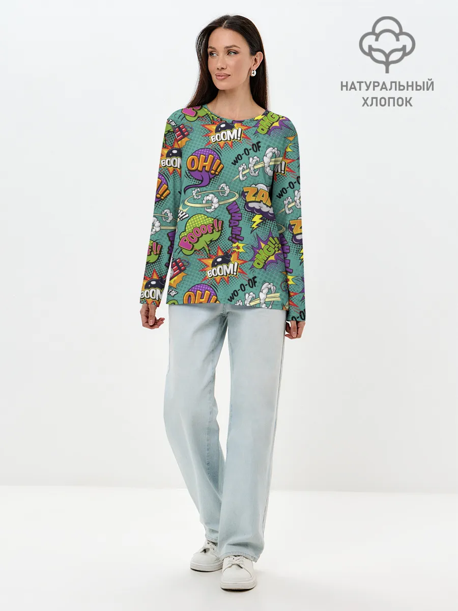 Лонгслив женский. Хлопок / Pop art comics