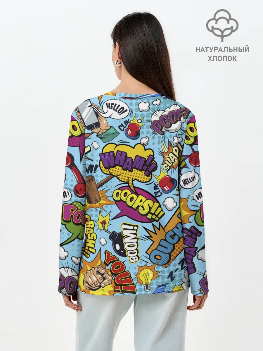 Лонгслив женский. Хлопок / Pop art comics